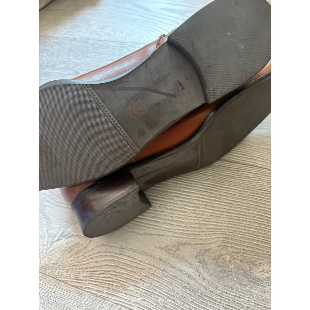 ✨2/$30✨Talbot's Leather Square Toe Ankle Boots Size 11 Cognac Brown Western - Picture 11 of 11
